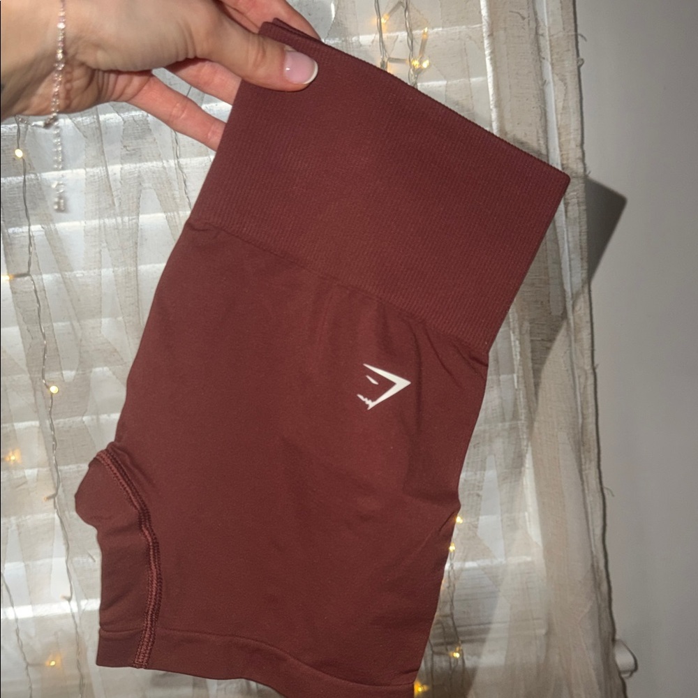Gymshark High-Waist Seamless Bike Shorts — Rust